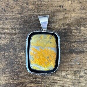 Navajo Sterling Silver Bumble Bee Jasper Pendant Large Chimney Butte